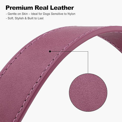 Plutus Pet Genuine Leather Dog Collar – Adjustable Pet Collar with Quick Release Metal Buckle, Soft Real Leather for Small Medium Large Dogs, Heavy Duty & Skin-Friendly (Purple, S)