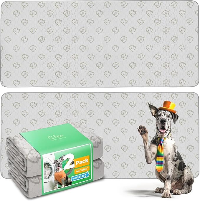 FXW Washable Pee Pads for Dogs, Leak-Proof & Non-Slip, Specifically Designed for FXW Rollick/Homeplus 32/40/45inch 8 Panels Dog Playpen, 43" x 98" Rectangle, Khaki, 2 Packs