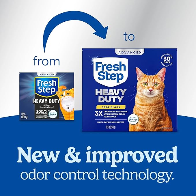 Fresh Step Heavy Duty Odor Block Advanced Multi Cat Clumping Litter with Febreze, 17.5 lb (Package May Vary)