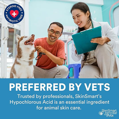 SkinSmart Antimicrobial Wound Care for Pets, Hypochlorous Acid Removes Bacteria to Promote Healing and Relieves Itch, Safe if Licked, 8 Ounce Spray Bottle
