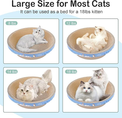 UUig Cat Scratcher, 17.7x17.7 inches Cardboard Cat Scratchers for Indoor Cats, Large Cat Scratching Board, Round Bowl Cat Scratch Pad Bed with Catnip