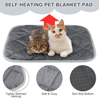 Clysee 8 Pack Self Heating Cat Mat Self Warming Cat Bed Extra Warm Thermal Pet Bed Mat Reflects Body Heat Washable Dog Crate Pad for Indoor Outdoor Pets(Gray,18 x 24 Inch)