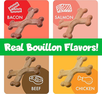Chew’ems X Bone Dog Chew – Long-Lasting Bacon Flavor Treats for Aggressive Chewers – Rawhide-Free, Durable Dental Chews – Giant Size