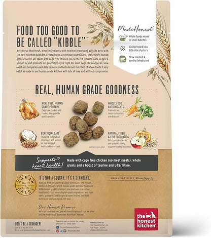 The Honest Kitchen Human Grade Whole Food Clusters Whole Grain Chicken & Oat Dry Dog Food - Complete & Balanced Meal or Topper - 1 lb Bag