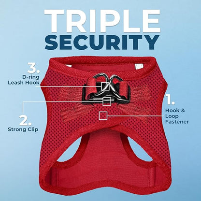 Best Pet Supplies Voyager Step-in Air Harness - All Weather Mesh, Reflective, No Pull Harness for Dogs, Cats - Secure with Hook & Loop Fastener, Buckle, Double D-Rings - Red, XL