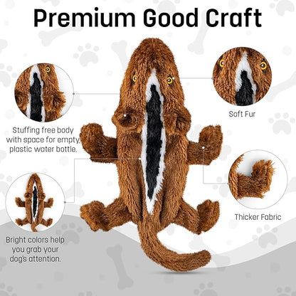 FGA MARKETPLACE Duck-Frog-Squirrel Flat NO Stuffing NO Squeak Plush Dog Toy, Funny Style Will Entertain Your Pet for Hours, Recommended for Small and Medium Dog 21 INCH Long
