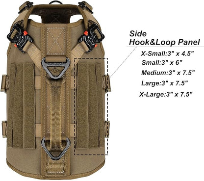 ICEFANG GN3 Tactical Dog Harness with 6X Buckle,Dog Molle Vest with Handle,3/4 Body Coverage,Hook and Loop Panel for ID Patch,No Pulling Front Clip (S (22"-27" Girth), CoyoteBrown)