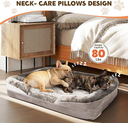 Orthopedic Dog Bed for Medium and Large Dogs Pet Bed with Sides Waterproof Dog Couch with Washable Removable Cover and Egg Crate Foam Pet Sleeping Mat with Anti-Slip Bottom