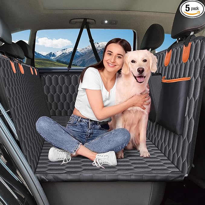 Chumajor XL Back Seat Extender for Dogs-Supports 400lb,Waterproof Dog Car Seat Cover Hard Bottom-Detachable,600D Heavy Duty Scratch Proof Nonslip Soft,Dog Hammock for Car,SUVs