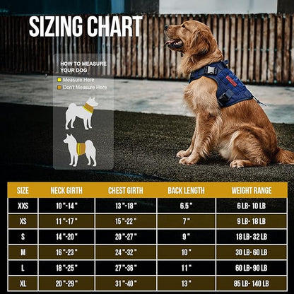 OneTigris Tactical Dog Harness Vest,No-Pull Service Dog Vest with Hook & Loop Panels,Adjustable Dog Vest Harness for Walking Hiking Training(Blue,XS)