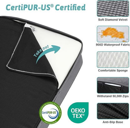 Orthopedic Dog Bed for Medium Small Size Dog, Dogs Crate Bed, L Shaped Foam Anti-Slip Bottom Pet Cat Sofa with Washable Removable Cover, Suitable for Pet Up to 40 lbs, 30x20x7.5 inch, Grey