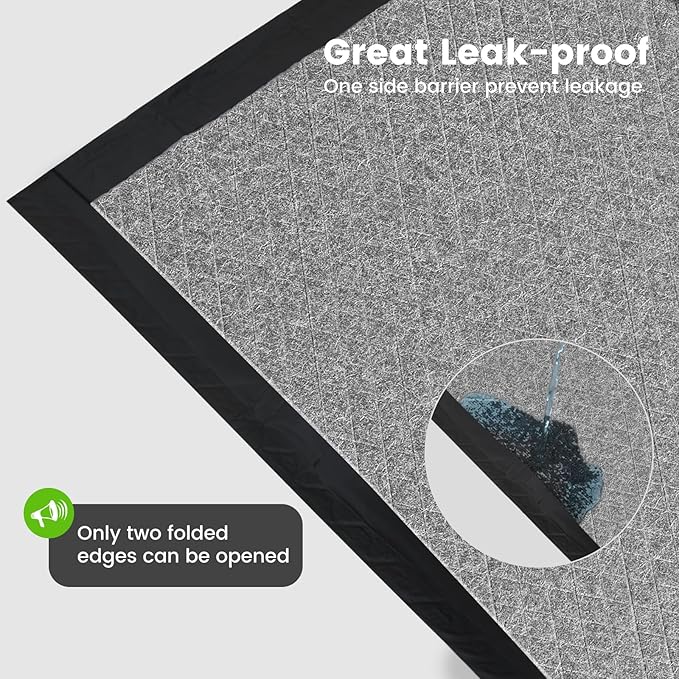Charcoal Puppy Pads 28x34 Inches Extra Large Dog Pee Pads Odor-Control & Leak-Proof Disposable Pet Training Edge-Wrapping Thicken Potty Pad for Dogs, Cats, Rabbits (100 Pieces)