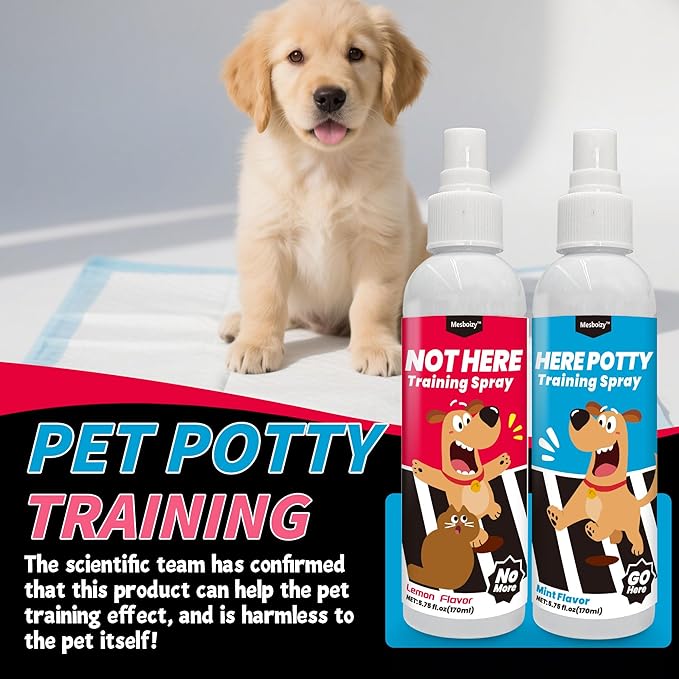 Mesboizy Dog Pee Spray Set, Includes Here Potty & Not Here Training Spray, Puppy Pee Spray, Helps Dogs Develop Proper Potty Habitss (5.75 fl oz Each)