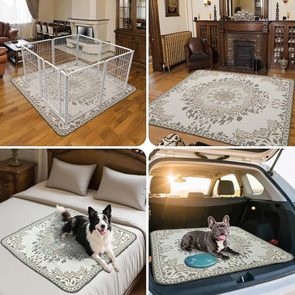 FXW Washable Pee Pads for Dogs, Puppy Pads with Super Absorbent, Specifically Designed for 42inch Cages, 27" x 41" Rectangle, Boho, 2 Packs
