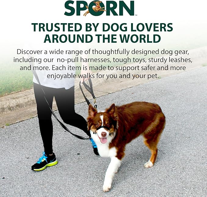 Sporn Medium Dog Head Halter for Dogs, Black Dog Stop Pulling Leash with Thick Muzzle Harness No Pull Head Collar for Dogs, Anti Pulling Collar for Comfort Face Harness