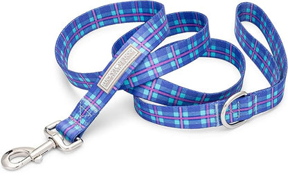 Lucky Love Dog Blue and Violet Plaid Dog Leash - Comfy & Soft & Cute for Boy and Girl Dogs - Small, Scotty