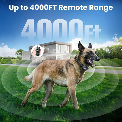 VUMXPE Dog Shock Collar - 4000FT Remote Training Collar with 4 Modes & LED Lights, IP67 Waterproof, Rechargeable E Collar for Small to Large Dogs (8-150 Lbs), Green