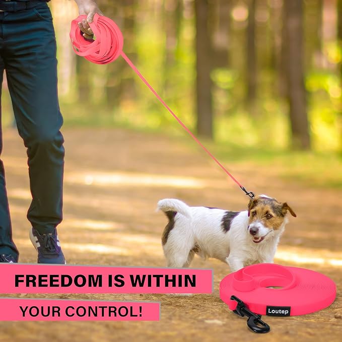Waterproof Dog Leash 10ft, 16ft, 30ft, 50ft PVC Recall Long Line Dog Leash Beach Swimming Tracking Training Dogs Lead for Pet, Medium and Large Dogs