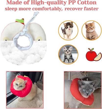 Jevnd Kitten Cones After Surgery 0-6 Months, Donut Extra Small Kitten Cone Collar Soft to Stop Licking Neck, Elizabethan e Collar for Recovery, xs Small Cat Cone Spray, Pet Soft Cone for Cats Apple S