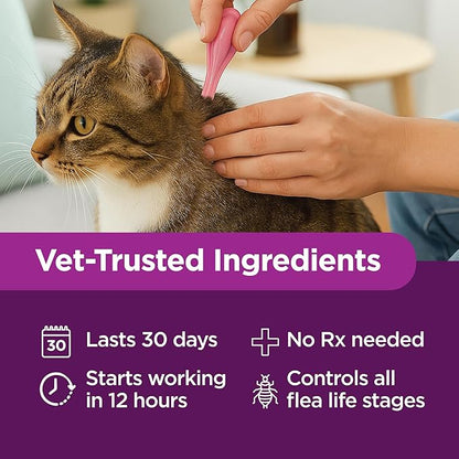 TevraPet Actispot II Flea Treatment for Small and Medium Cats 5-9 lbs | 6 Doses | Powerful Prevention and Control, Clear