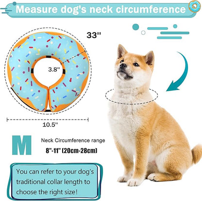 Recovery Donut Collar for Dogs & Cat,Inflatable Dog Cone Collar Alternative After Surgery,Soft Cone for Large Medium Small Dog,Adjustable Pet Neck Donut(Blue,Medium)