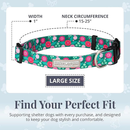 Lucky Love Dog - Adjustable Dog Collar with Easy Click Buckle for Large Dogs, Durable, & Comfortable for Male & Female Dogs, Pet Collar for Puppies & Adult Ones - Penny, Large