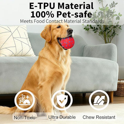 NETRCO Smart Interactive Dog Toys, Activated Moving, Bouncing, Rotating Ball for Medium/Large Dogs, 2025 E-TPU Material, Motion-Activated Dog Gift to Keep Them Busy (Orange) (Red)
