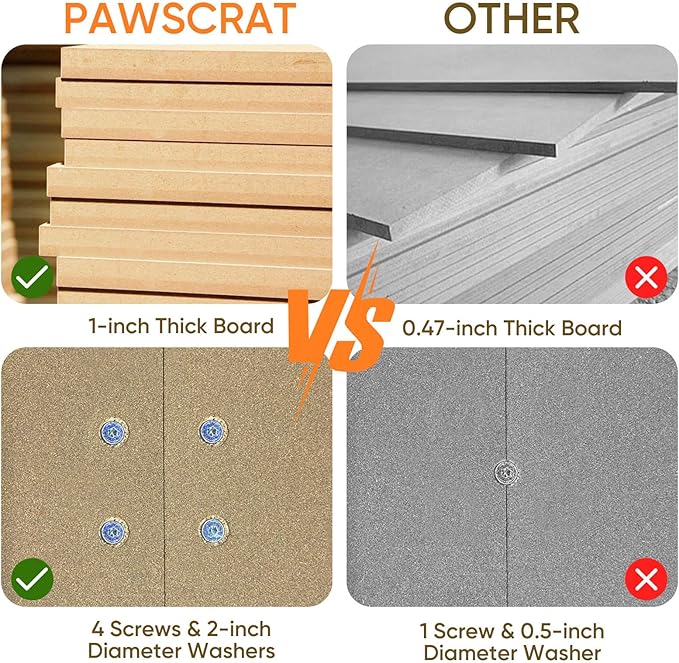 PAWSCRAT Cat Scratching Post 32 Inch High, 5.5 Inch Large Diameter Natural Sisal Cat Scratch Post, Scratch-Resistant and Durable Tall Cat Scratcher for Indoor Cats, Protect Your Furniture, Beige