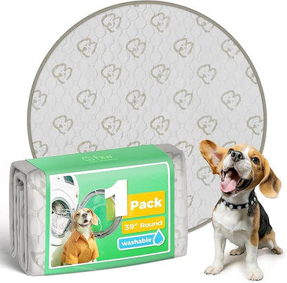 FXW Washable Pee Pads for Dogs, Leak-Proof & Non-Slip, Specifically Designed for Whelping Box, 39" Round, Khaki, 1 Pack
