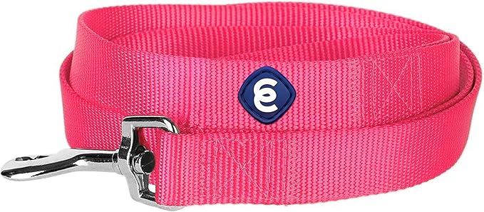 Blueberry Pet Essentials French Pink Dog Leash for Large - 4' * 1" Dogs | Heavy Duty Nylon Lead | Lightweight Puppy & Cat Leash for Walking & Training