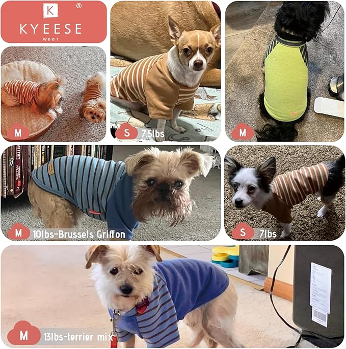 KYEESE 2Pack Small Dog Sweater, Soft Puppy Sweatshirt Stretchy Pullover Dog Sweater for Small Dogs Boy, Lightweight Fleece Cat Shirt Pet Clothes with Sleeves, S