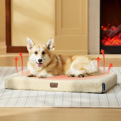 Bedsure Self Warming Dog Bed for Medium Dogs - Comfy Cat Beds with Removable Washable Cover, Orthopedic Egg Crate Foam Pet Mat, Suitable for Pet Up to 30 lbs (Non Electric)