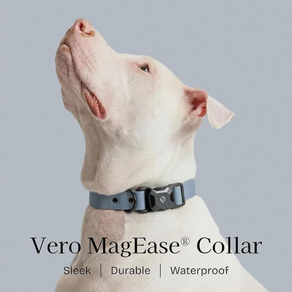 2026 New Edition, Fei & Eve PVC MagEase Dog Collar - Patented Magnetic Buckles | Fur-Safe | 450LB Escape-Proof | Adjustable Fit | Large (Dusk Blue)