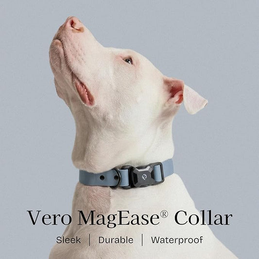 2026 New Edition, Fei & Eve PVC MagEase Dog Collar - Patented Magnetic Buckles | Fur-Safe | 450LB Escape-Proof | Adjustable Fit | Small (Dusk Blue)