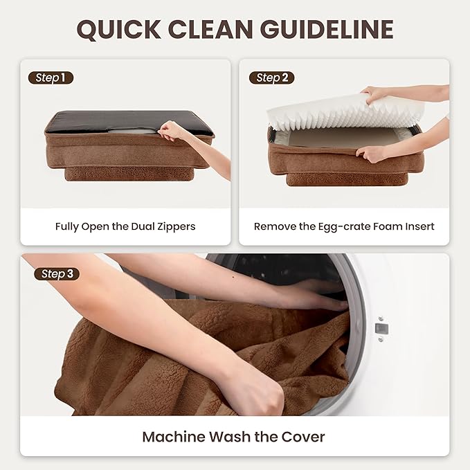 Warmrest Orthopedic Dog Beds for Medium Size Dogs, Waterproof Egg-Crate Foam Pet Couch Bed with Soft Sides, Non-Slip Dog Sofa with Fleece Removable Washable Cover, 35" L Supportive Pet Sofa, Brown