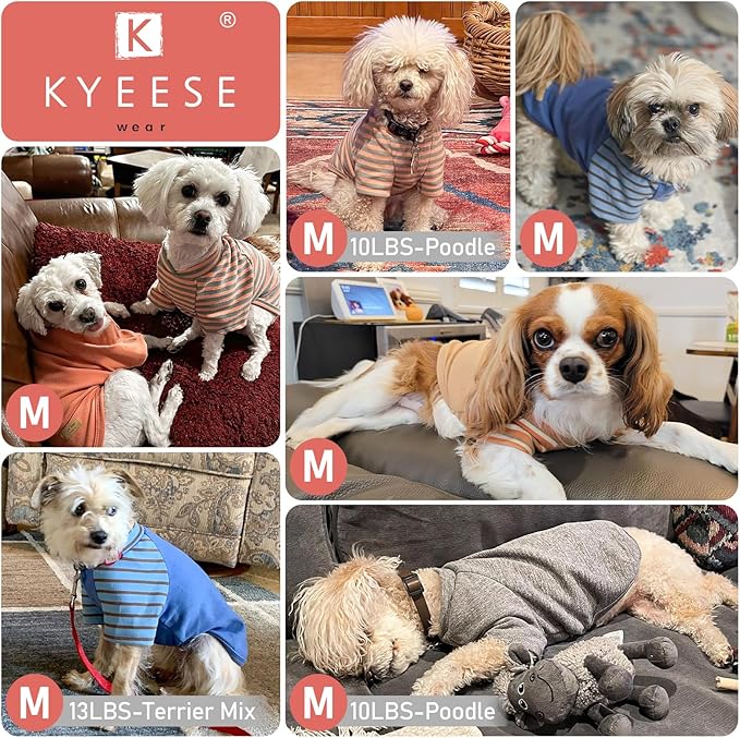KYEESE 3Pack Dog Sweater, Soft Puppy Sweatshirt Stretchy Pullover Dog Sweater for Small Dogs Girl Boy, Lightweight Fleece Cat Shirt Pet Clothes with Sleeves, M