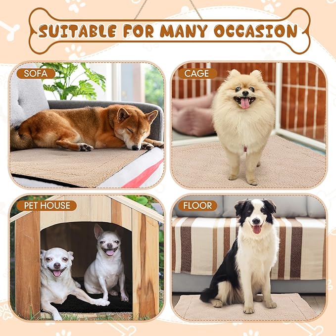 Novabright 3 Pack Self Warming Dog Bed for Large Dog 27x35 Inch Mat Self Heating Cat Reflects Body Heat Extra Warm Thermal Pet Pad Washable Cat Bed for Outdoor Indoor Large Kittens Puppy(Black/Khaki)