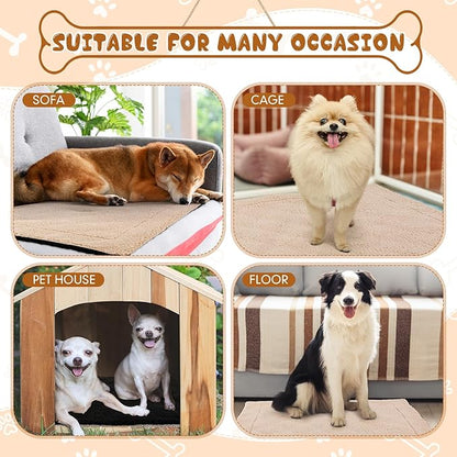Novabright 3 Pack Self Warming Dog Bed for Large Dog 27x35 Inch Mat Self Heating Cat Reflects Body Heat Extra Warm Thermal Pet Pad Washable Cat Bed for Outdoor Indoor Large Kittens Puppy(Black/Khaki)