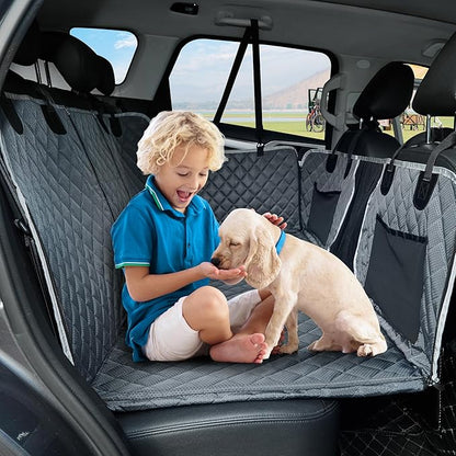 ANOSOSPECIAL Back Seat Extender for Dog,Waterproof Hard Bottom Dog Car Seat Cover for Back Seat Protector,Foldable Camping Pet Hammock Bed,Easy Clean Travelling Accessories Car SUV Truck (Gray)