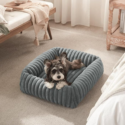FURTIME Medium Dog Beds for Medium Dogs Washable, Orthopedic Dog Bed, Rectangle Warming Soft Calming Sleeping Puppy Bed Durable Pet Bed with Anti-Slip Bottom M Plus (30"x24"x8")