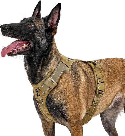 OneTigris Dog Harness, Soft Padding No Pull Dog Vest Harness, Durable High-Tensile Nylon, Adjustable Tactical Harness for Medium and Large Dogs with Reflective, 1 Handle, 3 D-Rings