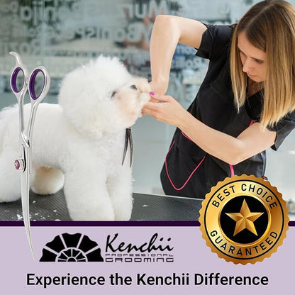 Kenchii Scorpion 7 Inch, Curved Grooming Scissors for Dogs and Pets - Premium Steel Scissors for Dog Grooming - Dog Shears Pet Grooming Accessories - Pet Hair Trimming Scissor