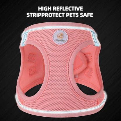 Hipubby Dog Harness and Leash Set, No Pull Soft Mesh Puppy Harness for Small Medium Dogs, Cats - Step in Reflective Breathable Lightweight Vest Harness for Walking, Training - Pink, M