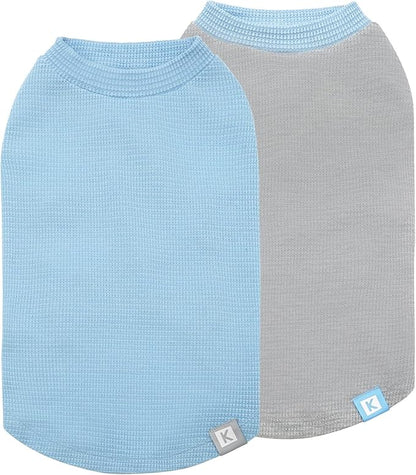KYEESE 2Pack Dog Shirts Waffle for Small Dogs Stretchy Pet T-Shirts Lightweight Dog Tank Top Sleeveless Dogs Vest Breathable, X-Large, Blue+Grey