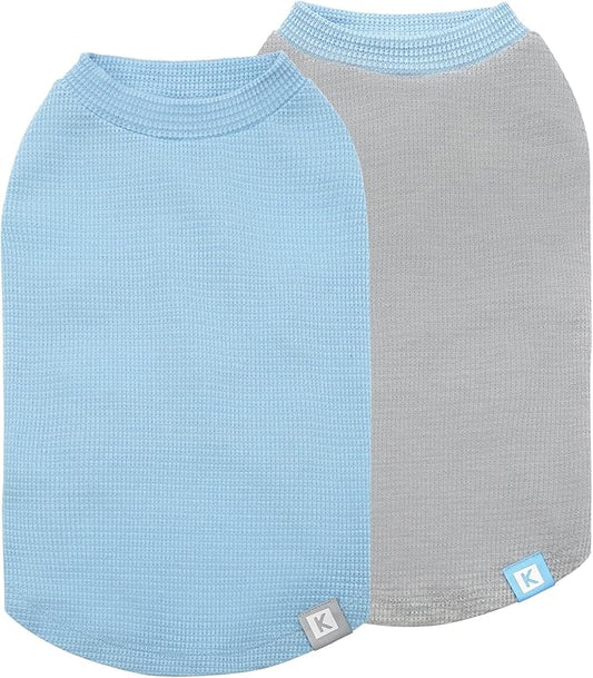 KYEESE 2Pack Dog Shirts Waffle for Small Dogs Stretchy Pet T-Shirts Lightweight Dog Tank Top Sleeveless Dogs Vest Breathable, X-Large, Blue+Grey