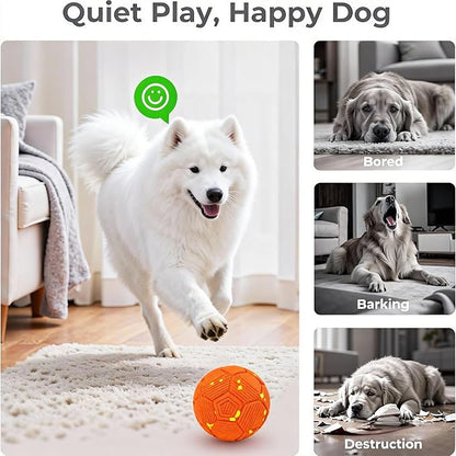 Smart Interactive Dog Ball, Dog Soccer Ball, Auto-Rolling, Bouncing and Rotating with Chew-Resistant E-TPU Material, IP54 Waterproof for Medium and Large Dogs (Orange)