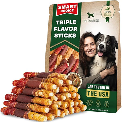 Beloved Pets Dog Treats & Rawhide Bones Wrapped Chicken and Duck 10.6 Oz - Pet Chews Sticks for Large, Medium & Small Breeds - Long Lasting Chewers Snacks – Puppy Treats