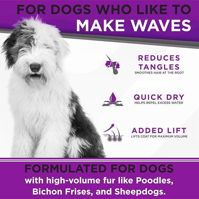 TropiClean Perfect Fur Natural Detangling Dog Shampoo for Doodles, Poodles, and Breeds with Curly Wavy Coats, Moisturizing Shampoo, Puppy Safe, 16oz.