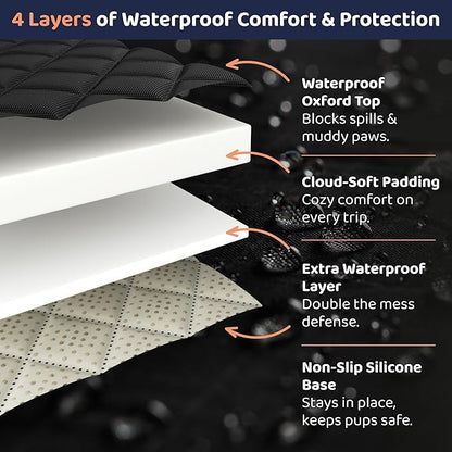 Petloox Dog Car Seat Cover for Back Seat, Waterproof Hammock for Car, SUV & Truck, Non-Slip Backseat Cover for Dogs, Heavy-Duty Dog Hammock Style Seat Protector Pets, Easy to Install & Clean