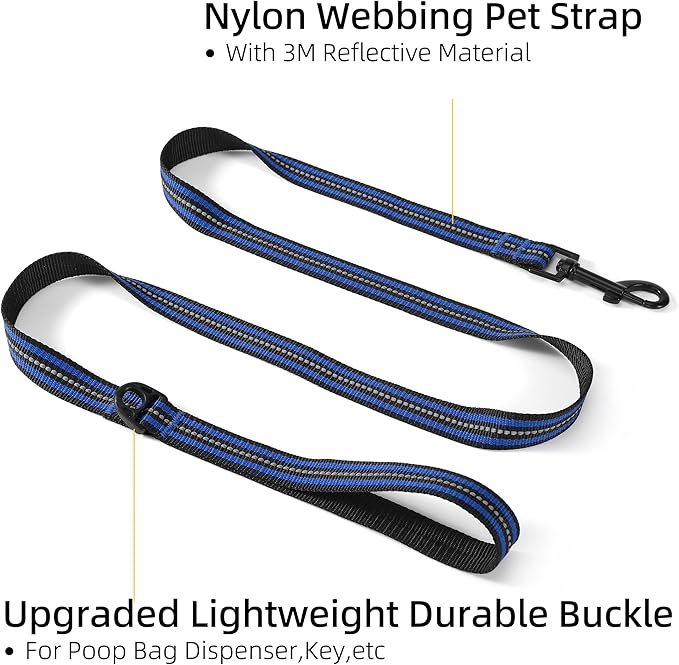 Mile High Life Reflective Dog Collar Leash Set | Adjustable for Small and Medium Dogs (Reflective Stripe Blue, Medium, Pack of 2)